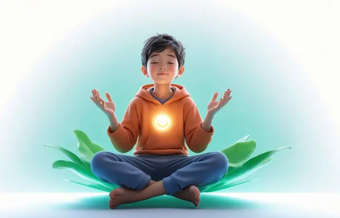 Magic of Health and Relaxation Through Yoga 3D Boy Character Illustration